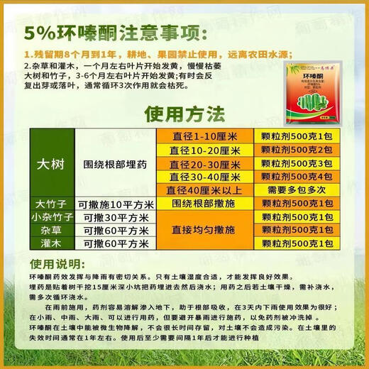 Cyclazinone copper special medicine for eradicating big trees, removing bamboo shrubs and killing weeds, powerful granular herbicide 500g*2 bags