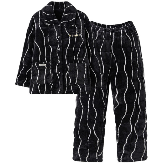 Mrs. Slee Sleep TIGHT couple pajamas winter women's coral velvet thickened warm three-layer quilted ultra-thick men's winter northern cotton jacket home clothes XNJ4273-women's M