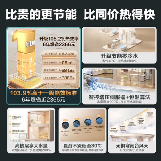 Vanward cardamom 16LS6 20% national subsidy gas water heater 16 liters of natural gas double supercharging zero cold water household super first-class energy efficiency double servo constant temperature small volume 16L - powerful supercharging 200% - hot selling in the zero cold water industry