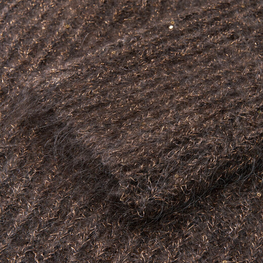 SIQIYOUNG Lazy Weekend-Mohair Blended Gold Chimney Stand Collar Top Simple Retro Zipper Sweater Khaki One Size F