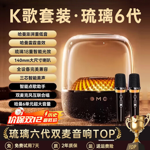 Jinyun Liuli 6th generation K-song microphone all-in-one Bluetooth speaker wireless singing home KTV audio karaoke set microphone Voice of Berlin audio gift LP90