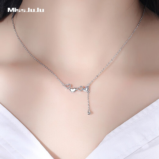 Miss JuJu pt950 platinum star necklace for women platinum love pendant fashion chain gift for girlfriend star necklace 3.6-3.8g + blue silk gift box
