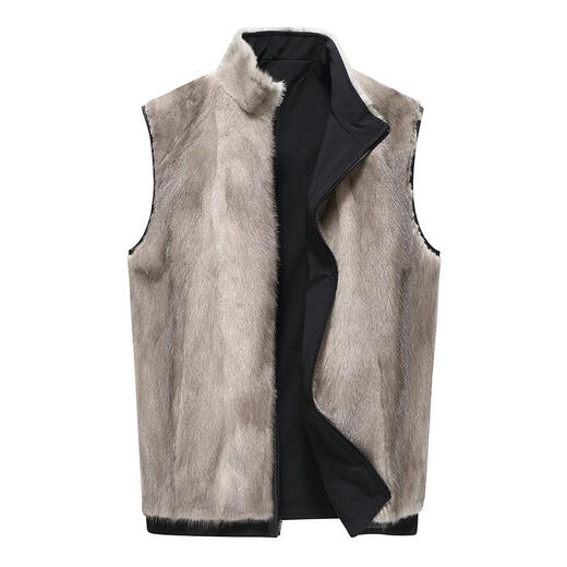 DETOUR international first-line brand mink vest silver orchid mink sleeveless men's vest double-sided fur vest winter fur black L 170 regular 110-125 Jin Jin equals 0.5 kg to wear
