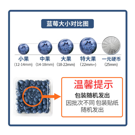 Jingxiansheng Yunnan blueberries in season 4 boxes of extra large fruit 22mm+ 125g/box fresh fruit straight from the source