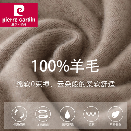 Pierre Cardin 2025 new winter double-ply thickened 100% wool sweater men's half turtleneck casual loose knitted bottoming shirt medium gray 2XL (180) recommended 145-160Jin Jin equals 0.5 kg