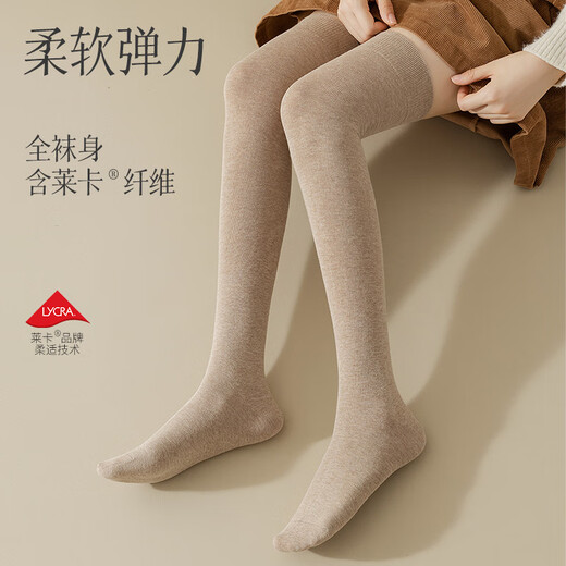 ESSONIO pure cotton socks, women's stockings, cotton over-the-knee socks, autumn and winter new anti-slip pressure socks, knee pads, black, 4 pieces, one size fits all, cotton/high elastic Lycra