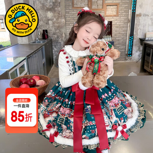 G.duck children's clothing children's Lolita princess dress girl dress autumn and winter Christmas clothing girl suit first-year New Year's greetings bottoming shirt 90 size 1~2 years old 80-90cm