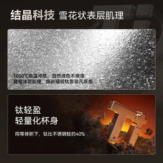 Fuguang pure titanium thermos cup titanium coffee cup large capacity high-end business titanium cup portable car-mounted double drink accompanying water cup space gray 560ml pure titanium inside and outside + one lid for double drinks