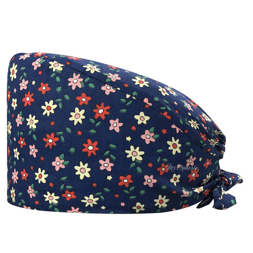 Juichanpan operating room nurse hat women's pure cotton cute printed doctor dental oral beauty salon surgical hat thin and breathable 12108 no buckle - adjustable