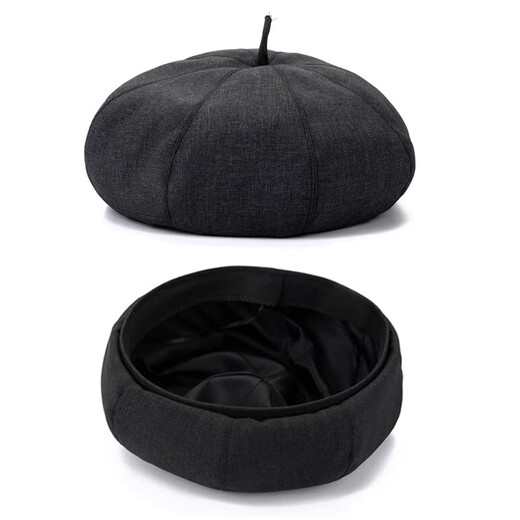 Old man's hat men's thin style old man's woolen beret middle-aged and elderly father's painter's hat cloth hat octagonal hat black_autumn and winter woolen M (58-59cm) one size