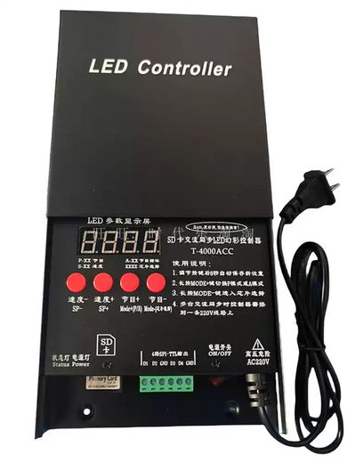 LED full-color fantasy lighting controller running water horse racing meteor bar music DMX512 console programmable T1000AC synchronized internal and external dual control
