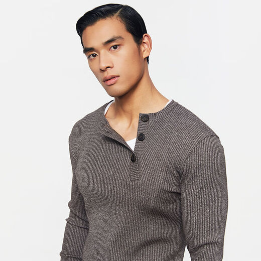 Southstudio bottoming sweater for men and women 24 winter new Henry slope neck gray striped sweater gray S S