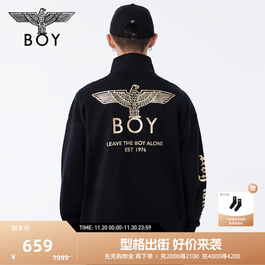 BOY LONDON Black Butler Autumn Unisex Black Trendy Zipper Stand Collar Jacket N12801 Black L