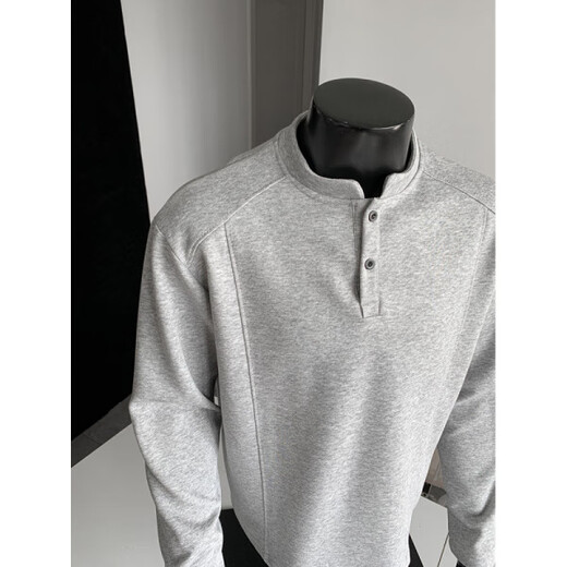 Semir American Polo Henley shirt men's long-sleeved T-shirt spring and autumn trend cleanfit inner casual men's base sweatshirt gray M