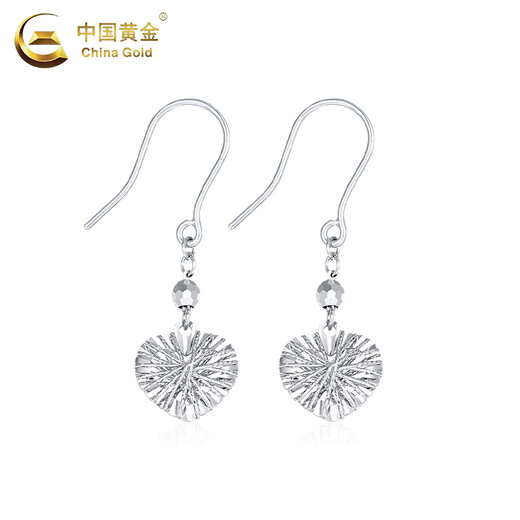China Gold (CHINA GOLD) PT950 platinum wire-wound love ear hooks for women, new high-end Valentine's Day birthday gift for girlfriend and wife, platinum wire-wound love ear hooks, one pair, about 2.9g