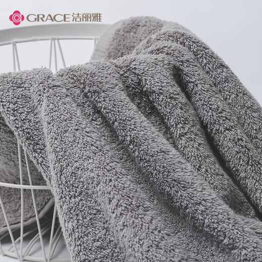 Jie Liya (grace) large adult class A pure cotton household male and female couple student extra large thickening large towel baby wrap gray bath towel 1 (class A standard / strong water absorption) 140*70