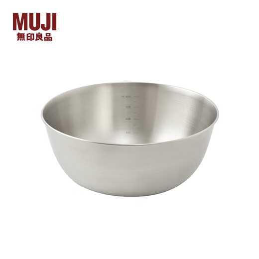MUJI stainless steel basin tableware household kneading basin vegetable washing basin and basin cooking basin silver XL diameter 28*height 11.5cm