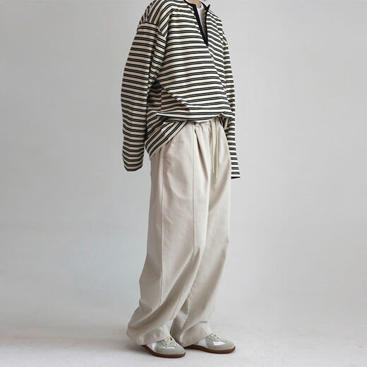 Yichen YICHEN Spring New Henley Striped Long Sleeve T-shirt Half Open Collar Thin Sweatshirt for Men and Women White S S