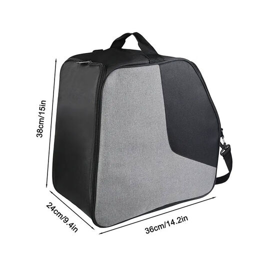Sanqihu Bolsa para guardar zapatos de esquí al aire libre, bolsa de almacenamiento de gran capacidad, separación en seco y húmedo, bolsa para casco, bolsa para guantes, almacenamiento de equipo de esquí, color gris y negro a juego 38x36cm