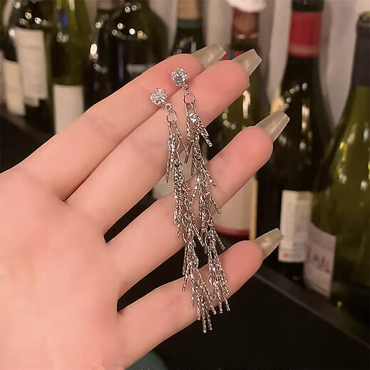 Platinum earrings for women, wheat tassels, high-end, luxury, niche earrings, earrings, earrings, mosquito coil discs, ear clips, gift, wheat tassels, earrings, pair