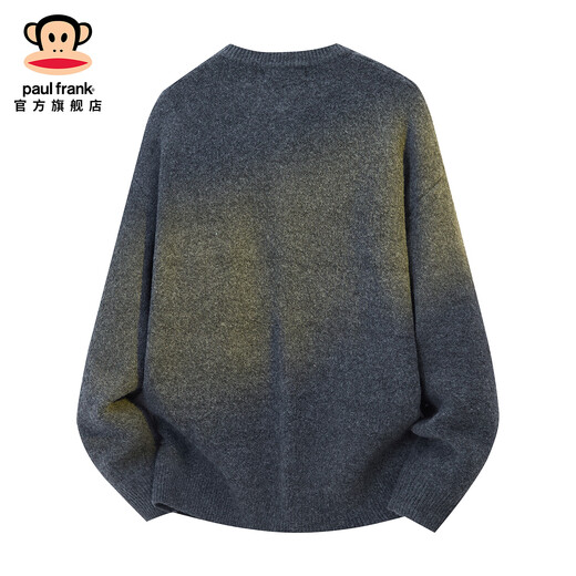 Big Mouth Monkey (paul frank) lazy style sweater for men in autumn and winter new trendy brand loose sweater warm henley collar casual bottoming shirt top black gray official authentic S recommended 90-115Jin Jin equals 0.5 kg