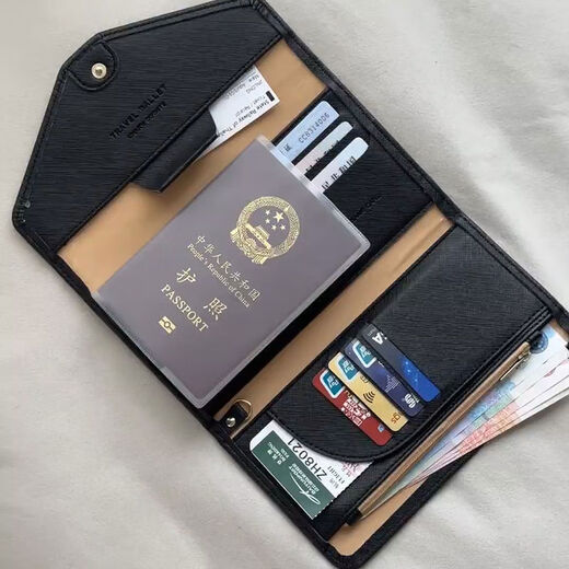 Shantou Lincun Passport Bag 2025 New RFID Multifunctional Ticket Document Bag Men's and Women's Overseas Wallet Travel Passport Holder Dark Blue