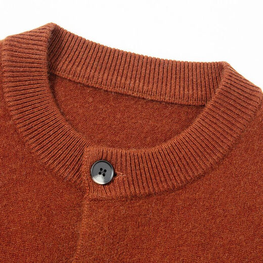 Deer King Ordos City 8% Mountain 92 Sheep Wool Autumn and Winter One Button Henley Collar Sweater Men's Round Neck Soft Waxy Hand Dark Gray XL (115) (135-150Jin Jin is equal to 0.5 kg)