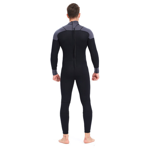 Yonsub3MM long-sleeved adult men's and women's swimwear, warm men's deep diving snorkeling suit, professional wetsuit, black gray long-sleeved S