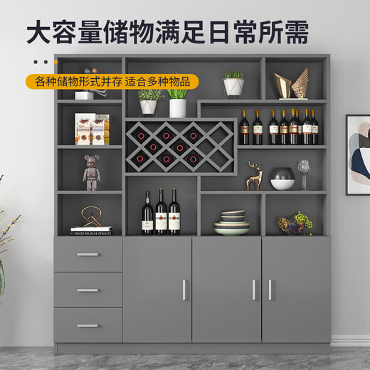 Zhong Zhang Gui wine cabinet living room wall-mounted simple modern partition cabinet entrance storage cabinet wine rack storage rack wine storage cabinet customized 160 gray + stone pattern door including entry + installation thickened plate