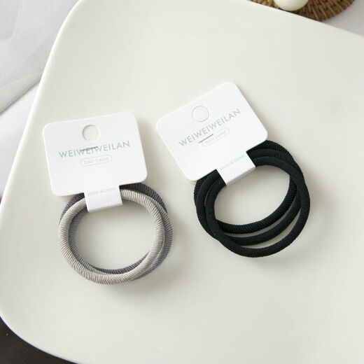 High elastic hair headband, gradient gray style, 3 thick, high elastic hair ties, rubber bands for hair, versatile hair ties, black and gray duck intestine style hair ties - 5 pieces in random colors