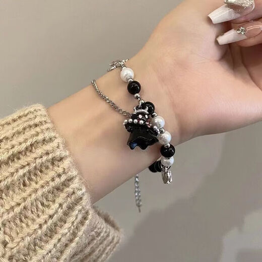 Black and White Ghost Bracelet Girlfriend Couple Student Niche High-end Versatile Sweet and Cool Sister Bracelet Birthday Gift White and Black Ghost Bracelet 2 AS-316+AS-317