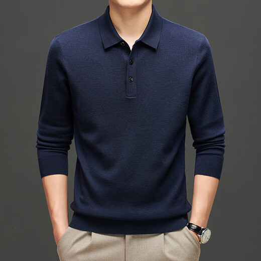 Bolison international first-line brand 320g medium thick high density worsted 100% wool sweater men's lapel wool saddle brown 4XL 190