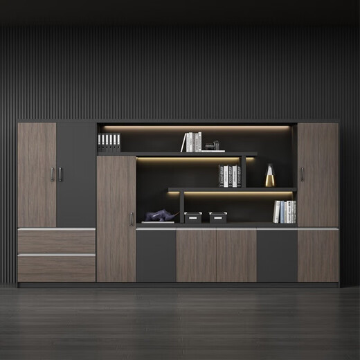 Boss desk furniture, president desk, manager desk, supervisor desk, simple office desk and chair combination, executive desk, North American walnut + iron gray, complete set of sofa and coffee table