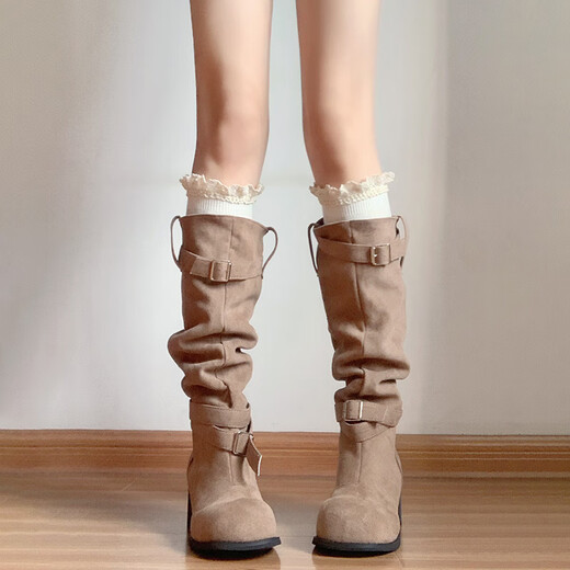 Perfect milk white twist socks for women in autumn and winter, versatile mid-calf stockings with boots, lace twist calf socks_milk white 53cm, one size fits all