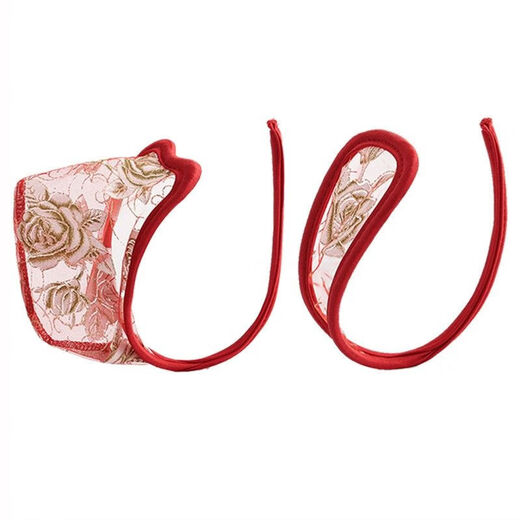 KNFN Sexy Panties Invisible C-Line Pants Revealing Buttocks T-Pants Lace Transparent Couple Panties Seamless One Size 6. Men's Rose Red