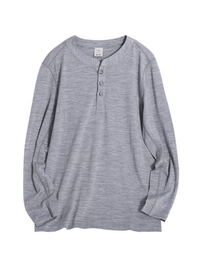 Merino wool quick-drying men's Henry shirt outdoor long-sleeved T-shirt mountaineering base shirt running sports top H39 pigeon feather gray S