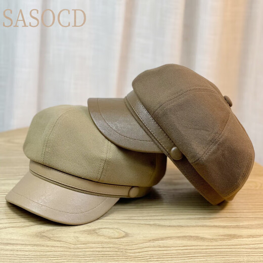 SASOCD autumn and winter duck-tongued hat for women Japanese casual retro painter's hat beret showing face little British all-match octagonal hat black one size fits all adult 54-58 adjustable