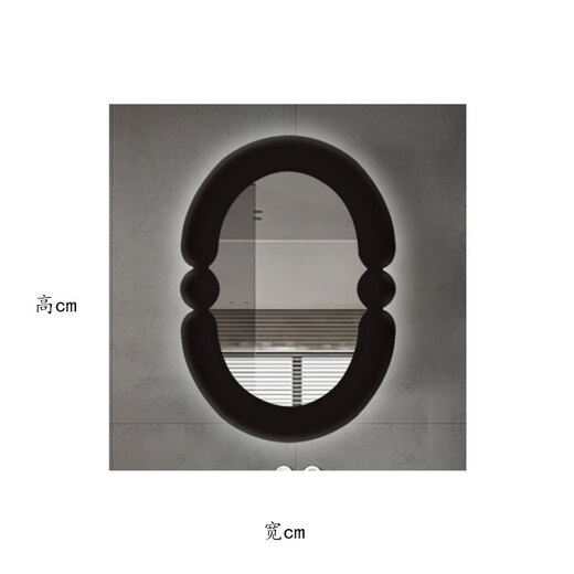 Ins style wall-mounted oval anti-fog bathroom mirror bay window countertop cosmetic mirror Nordic bedroom dressing decorative art mirror LED plug-in model 60x90cm