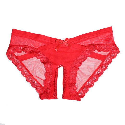 Universal couple shorts, passionate open crotch pants, thong with holes, sexy mesh, super hot thong underwear, women's lace, no need to put on and take off, black, M recommendation: 80100Jin Jin is equal to 0.5kg