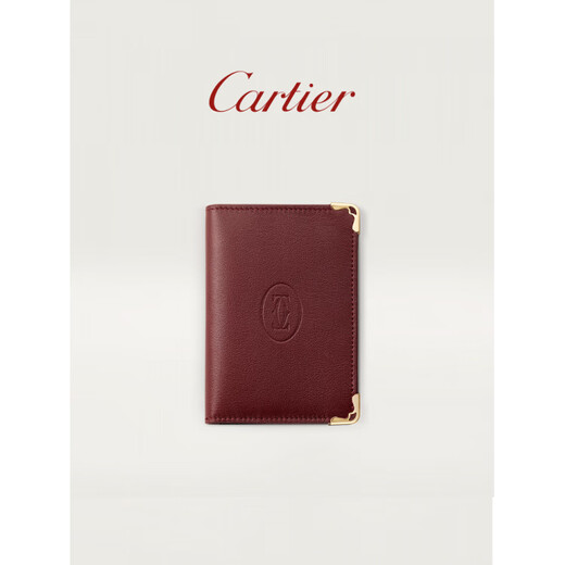 Cartier Must Series Credit Card Business Card Holder Calfskin Double C Logo Card Holder Black, Stainless Steel Decoration
