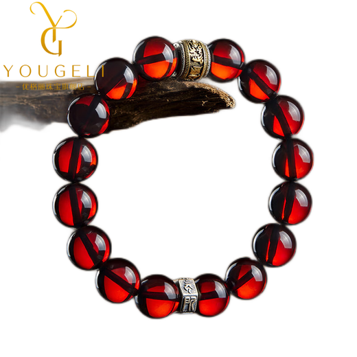 Yogurt blood amber bracelet for men and women, natural amber Buddhist beads, twelve zodiac signs, natal Buddha rosary beads bracelet, rat-Thousand-Hand Avalokitesvara, beads 10mm