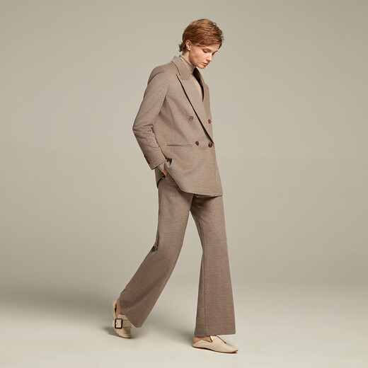 LadyS Elite thickened Australian wool cashmere women's autumn and winter coffee color loose suit suit milk coffee suit S