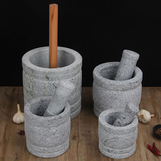 Large stone mortar garlic pounding device garlic mortar handmade artifact old commercial retro garlic pounding medicine pressed garlic to make rice cake glutinous rice cake special bluestone retro engraving 30cm