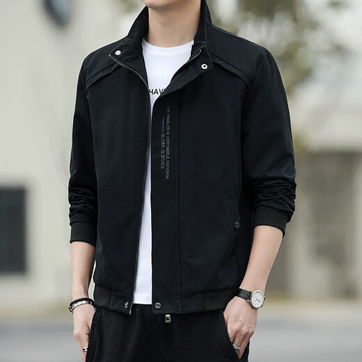 Gu Qian Work Jacket Men's Loose Spring and Autumn Casual Lapel Jacket Men's Middle-aged Versatile Cotton Tops Army Green XL (120-140 Jin Jin equals 0.5 kg)