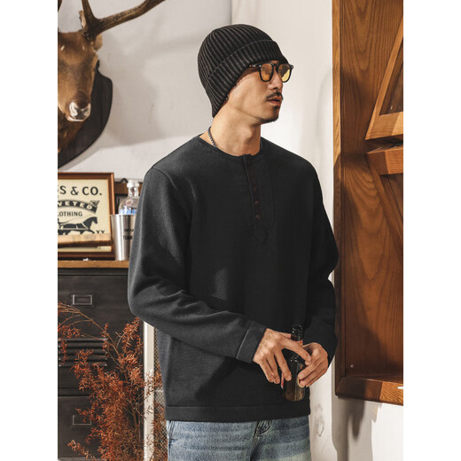 Cardinal Warm Autumn American retro old money Henry collar sweater men's spring and autumn new sweater top loose lazy style wool blue gray S _Suitable for 90-110Jin Jin equals 0.5 kg