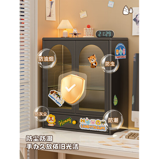 M Purchase Products Handmade Display Cabinet, Pain Cabinet, Desktop Blind Box Storage, Doll Display Stand, Bubblema Dream Black-With Drawer 40*15*47cm