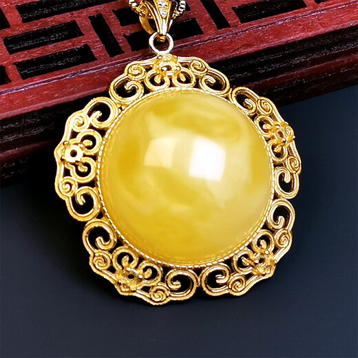 Amber School One thing, one picture, one certificate, beeswax pendant, clavicle chain necklace, natural amber necklace, 925 silver buckle silver chain, beeswax pendant, 7.38g, 31*11mm