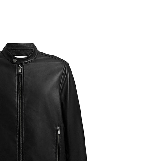 COACH FW24 Solid Color Stand Collar Zipper Long Sleeve Leather Jacket Men's Black Black L