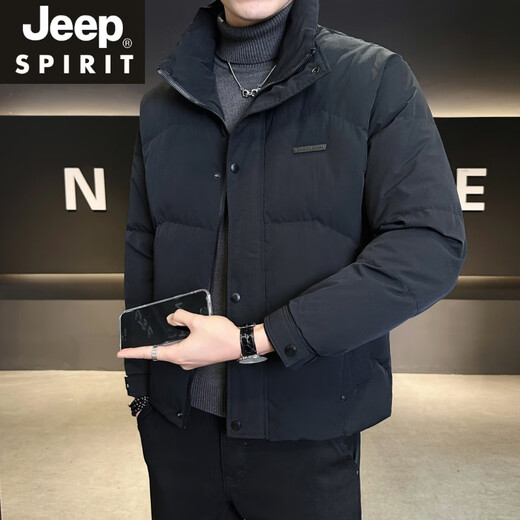 JEEP SPIRIT Down Jacket Winter Men's 2025 New Trendy Brand Korean Style Slim High-Grade Light Thin Thickened Short Jacket Men Black XL