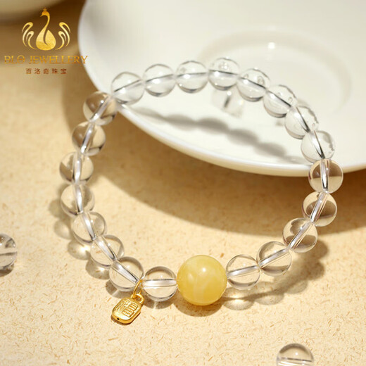 Bailuoqi Jingyi Pure Body Brazilian White Crystal Bracelet Brand 999 Jinfu Crystal Bracelet as a Gift for the Goddess White Crystal Beads 8mm
